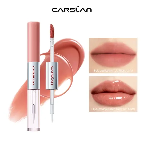 CARSLAN Dual-Ended Coating Luqid Lipstick Longlasting Waterproof Tranferproof Watery Shimmer Lipgloss High Pigment coverage 5D Essence Moisturizing Lightweight Lip Glow Glowy Lip Tint