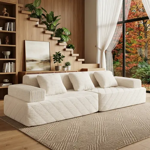 【Summerwins】Oversized Corduroy Cloud Sofa | Modular Sectional Sofa | Vacuum Compressed | Pet Friendly Cloud Sofa | Fits Living Room Apartment | Free Gifts | 2 Pickages Shopping,sofas living room. boneless couch.Cozy Comfy Loveseat. cloud couch. summervibe