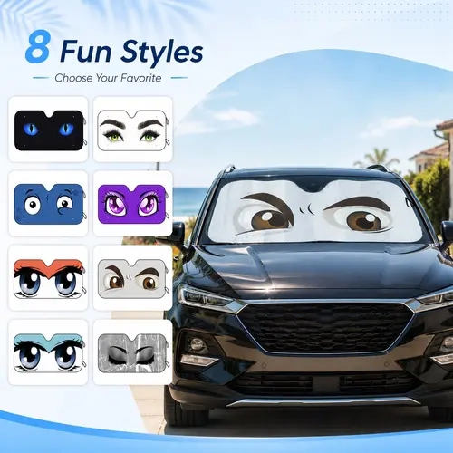 Foldable Car Windshield Sunshade with Eye Print, 3 Sizes, 4 Suction Cups, UV Protection, Manual Opening, for Sedan Suv Truck, Sun Shade For Car Window, Sun Cover For Car Windshield