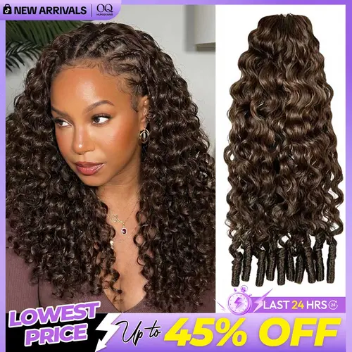 OQ HAIR #4 Chocolate Brown Feather Crochet Human Hair Burmese Curly Machine Made Crochet Weave Hair Extensions for Volume and Length #TikTokShopFallDealsForYou