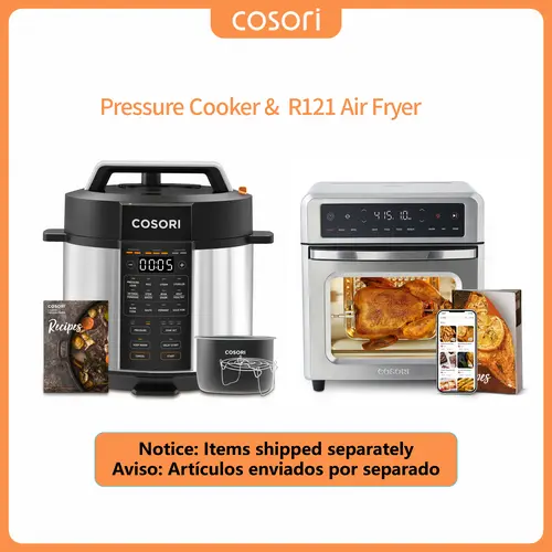 COSORI Pressure Cooker & R121 Rotisserie Oven Bundle - 9-in-1 6Qt 110V 1800W Electric Pressure Cooker with Multi-Cook Modes, 11-in-1 13Qt 4-Speed+Turbo Automatic Multi-Functional Fryer (Bake/Toast/Reheat), 13.5"D×13"W×14.5"H, 15.4 lb, Easy Daily Cooking