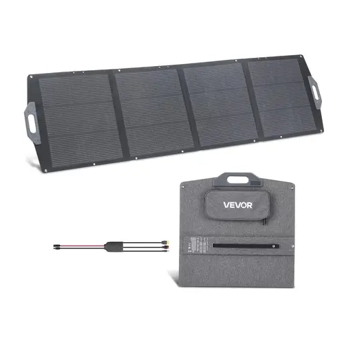 【VEVOR】200W Compact Foldable Monocrystalline Solar Panel - 24% High-Efficiency Charger with MC4, USB-A, Type-C, DC & Anderson Ports, IP67 Waterproof, Enhanced Durability for Power Stations, Fishing, Emergency Power