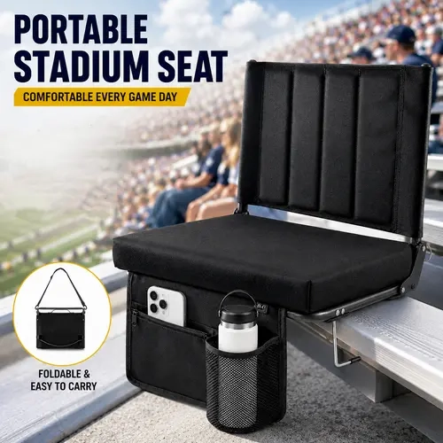 Sweetcrispy Stadium Seats with Thick Padded Back Support, Cushion and Shoulder Strap for Bleacher Use, Stadiumseats