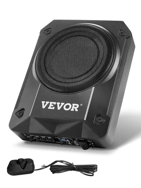【fathersdaygift】VEVOR 8" 800W Underseat Car SubwooferSlim Powered Car Subwoofers Under the SeatLow Profile Audio Sub Built-in AmplifierHigh/Low Level Input & Volume Controller for SUVsCarTruckRV