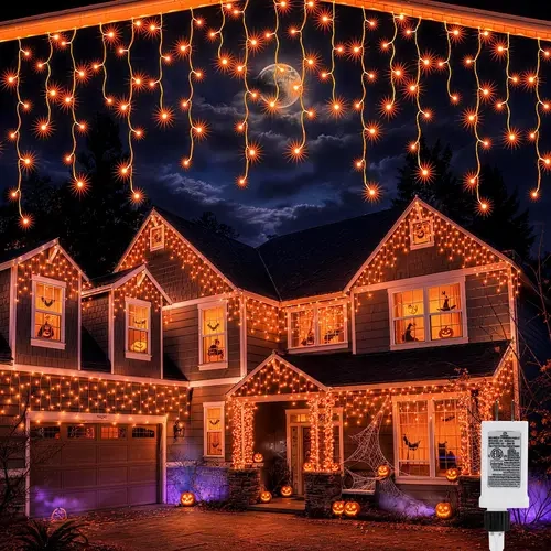 FLACCHI Icicle Hanging LED String Party Lights - 8 Different Modes, Waterproof, Connectable with Timer, Multi-Set Compatible, Festive Glow for Christmas, Wedding Decor, Outdoor Eaves Large Display