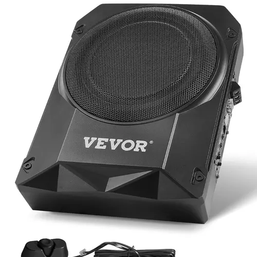 【toolupgrade】VEVOR 10" 400W Slim Powered Underseat Car Subwoofer with Built-in Powered Amplifier, High/Low Level Input, Volume Controller for SUVs, Trucks, RVs, Mini Subwoofer Amplifiers, Subwoofers