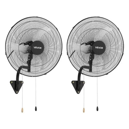 【Father's Day Gifts】2-Pack 20in Indoor Wall-Mounted Oscillating Cooling Adjustable Fans, Sturdy Aluminum Blade 3-Speed Control Fans with Long-Range Flow, Pull-Cord Start & Variable Rotation Angle for Industrial Garage, Oscillate-Tilt Aim Function,toolupgr