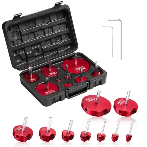 VEVOR 9-Piece Multi-Size Aluminum Alloy PVC Pipe Reamer Tool Kit, 1200W Home Repair Kit with 1/2"-4" PVC Fitting Socket Savers, 1/2" Drill Compatible for SCH40 Corrosion-Resist Plastic ABS/CPVC Drain Pipes, Pools, Kitchens
