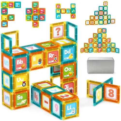deAO Magnetic Alphabet Tile 88pcs - Educational STEM Learning Toys for Kids 3-8 , Portable Travel Letter Number Math Kit , Montessori Preschool Gifts Boys Girls #sohochic