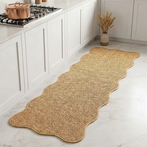 1pc 100% Polyester Kitchen Mat, Non-Slip Wave Rhombus Design, Artistic Gift, Multi-Scene Cooking Area Pad, Geometric Kitchen Rug