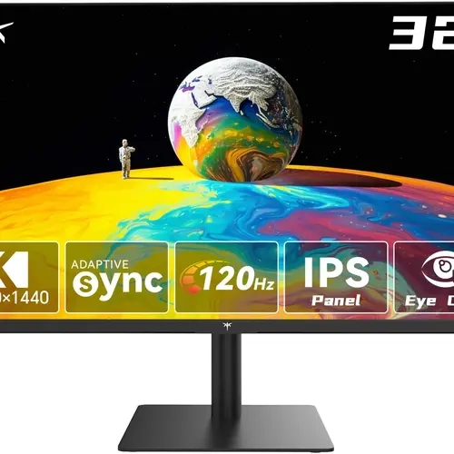 KTC H32T13 32" 2K QHD IPS Gaming Monitor, 2560*1440P 100Hz (OC 120Hz), G-Sync/FreeSync, 109% sRGB, HDR, 2 HDMI+DP Inputs, Blue Light Filter Eye Care, Frameless, Tilt Adjustable, 100mmx100mm VESA Mountable for Gamers/Office, Modern Computer Monitors techvi