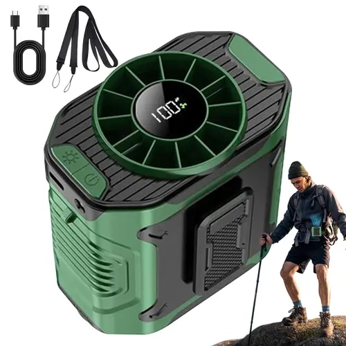 Summerwins Multifunctional Rechargeable Waist Fan - 3-in-1 Compact Clipon Handsfree Device with 5000mAh Power Bank, LED Flashlight, Adjustable Wind Speed, 2h Highspeed Cool, 3h Fast Recharge - Ideal for Camping, Father's Day Gift