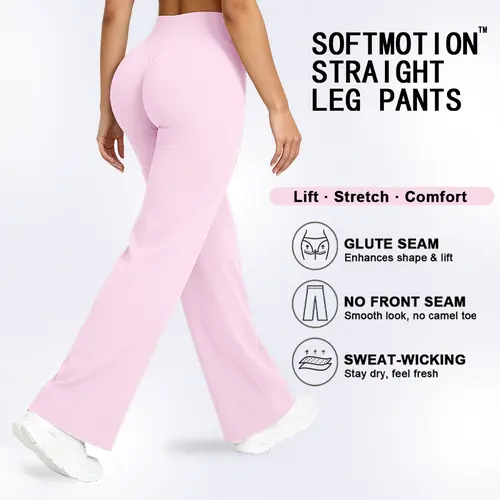 Women's DEEFY SoftMotion Straight Leg Yoga Pants - Basics, 30.5in & 31.5in Inseam, 25% Spandex Nylon Blend, 4-Way Stretch, No Front Seam, Breathable Lightweight, All Seasons Gym Apparel, Do Not Dry Clean