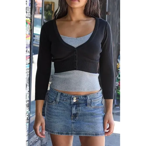 John Galt Women's Black Cropped Cardigan