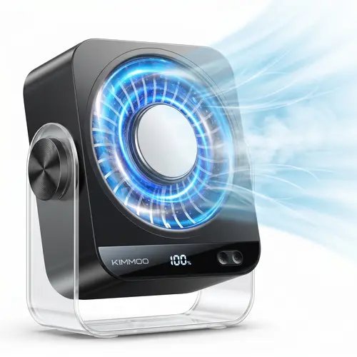 KIMMOO Desk Fan for Bedroom, 199 Speed Settings & Digital Display Table Fan, Quiet Desktop Fan for Refreshing Cool Breeze, 270° Rotatable Small Rechargeable Fan for Home Office summerwins