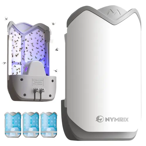 Indoor UV Light Electronic Mosquito Killer Bug Trap - 1 Plug-In Device, 3 Oversized Cartridges, Cordless, No-Mess, Bedroom-Safe, 24/7 Continuous Protection, Easy to Install & Replace, Effective Indoor Fly Trap for Fruit Flies & Gnats