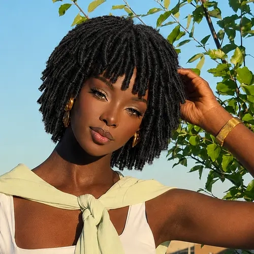 [New Arrival] Frodio Veralux™ Fiber Short Twist Dreadlocks Wig with Curly Bangs | Glueless, Wear and Go, Beginner Friendly#SohoChic