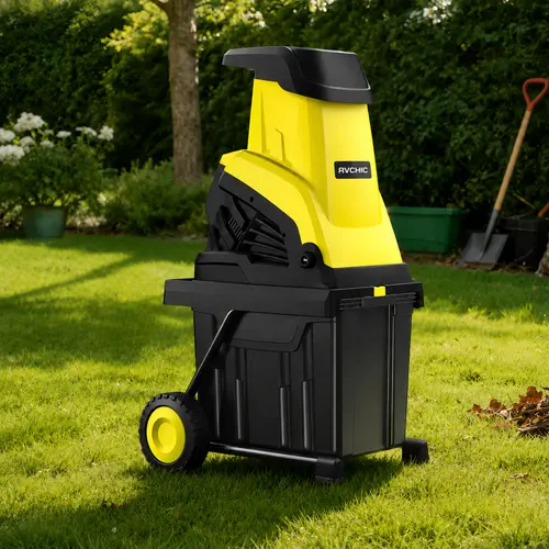 Electric Wood Chipper Shredder for Yard & Garden Waste, 15-Amp Portable Branch Mulcher, 1.77-Inch Branch Cutting Capacity, 10-Gallon Collection Bin for Backyard Cleanup, Leaves & Twigs