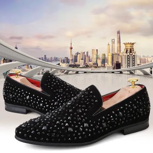 Ubetif Men's Large-Size Tassel Dress Loafers, Slip-On Rhinestone Rivet Footwear, Round Head, Anti-Slip Rubber Sole,Rich Colors for Wedding, Work, Office, Mens Gifts. business daily wear