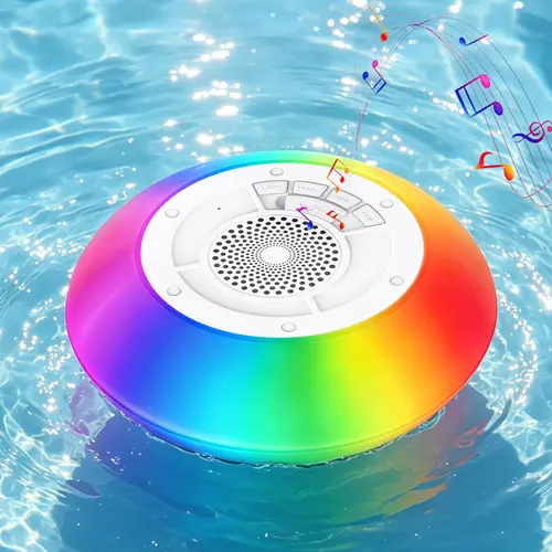 FunnyPanda Party Speaker - LED Light, Lights + Music Party-Mode Glow, IPX7 Waterproof Rechargeable Speaker, Portable Bluetooth, Built-in Mic, Surround Sound, Button-Controlled, Streaming Audio, Bass, for Outdoor/Hot Tub Use