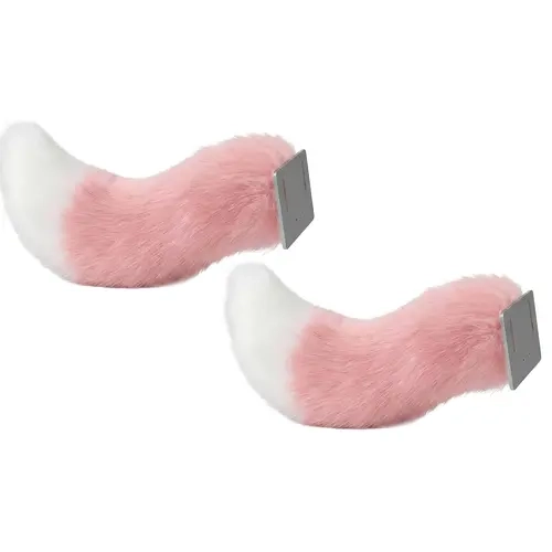 2Pcs Synthetic Fur Car Decoration Set - USB-Rechargeable, Remote Wag Control, Adjustable Speed, Long-Lasting Battery, Clip-On/Stick Install, Customizable Style, Playful Wagging Design, Realistic Appearance, Universal for Cars/Scooters Exterior Accessories