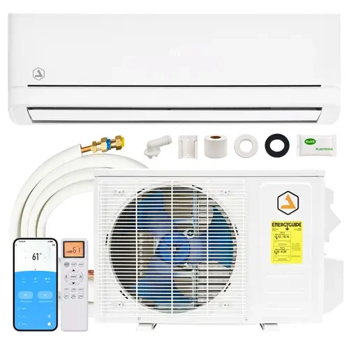 [Ships in 2 Boxes][Easy DIY Install /No Professional Needed] AMERLIFE 12,000 BTU Mini Split Air Conditioner & Heat Pump System with Pro Fast-Fit Set, 115V/220V 18 SEER2 Ductless Inverter Mini Split, AC for Bedroom, Living Room