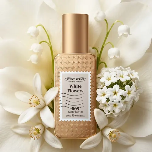 SCENT STAMP #009 White Flowers EDP - Clean Girl Powdery Floral Perfume, Elegant Skin Scent, 0.68 fl.oz