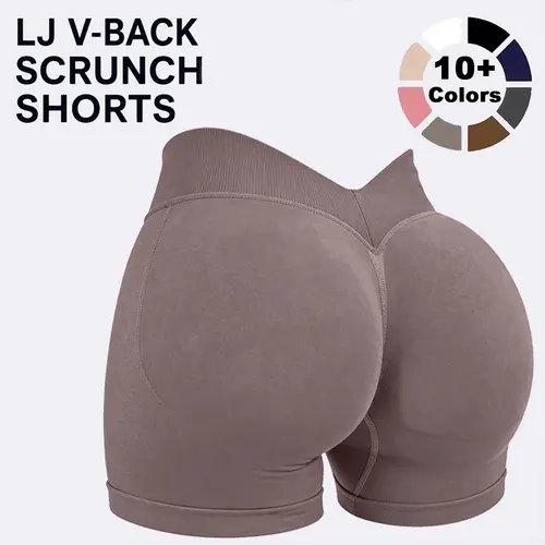 [SIZE UP 1] DEEFY LJ Women's Fitted V-Back Hidden Scrunch Compression Stretch Seamless Sports Shorts, Low Back Butt Lifting Lightweight Gym Clothes Products for Yoga, Gym #BackToSchool