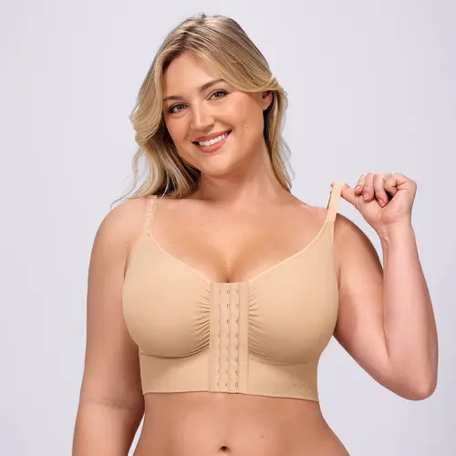 SHAPELLX Women's Wireless Push-Up Front-Closure Seamless Bra - Fit, Full Coverage, Knitting Fabric, Everyday T-Shirt Underwear for Women