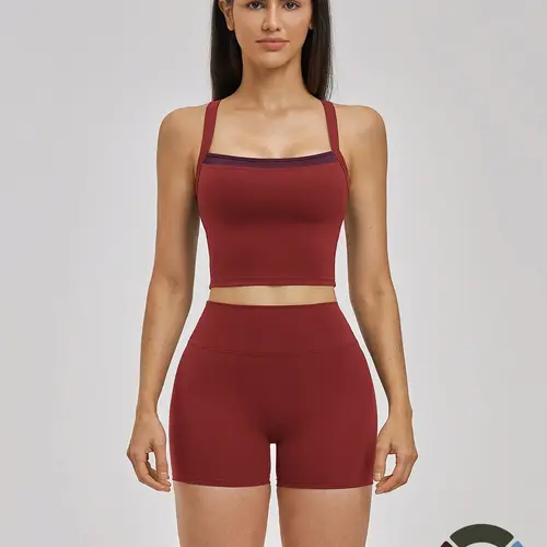 European and American Bare Sensation Sports Set, Cross Back Yoga Leisure Set, Running Yoga Set, Comfortable and Stylish Activewear, Women Workout Clothes