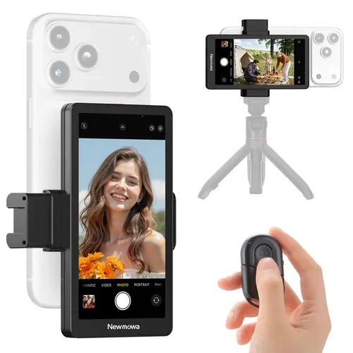 Newmowa Vlog Selfie Monitor Screen for iPhone Cellphone, Selfie Accessories with Large Magnetic Hands-Free Phone Holder, 1080P Wireless-4K Wired Recording, Live Screen External Viewfinder for Vlogging TikTok Live Streams