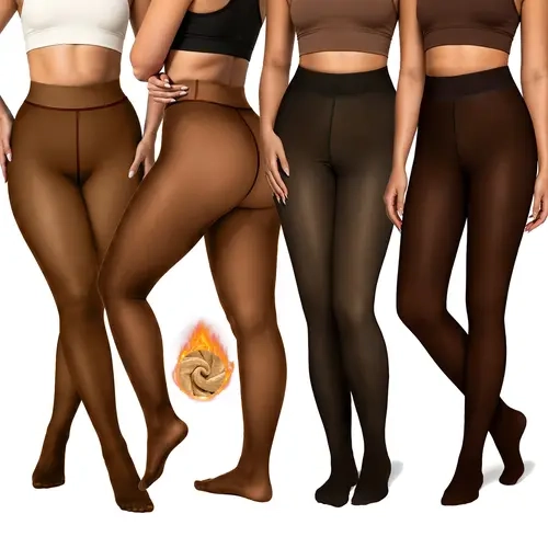 Vertvie｜SKYLER Fleece Lined Tights, Illusion of Bare Legs, Natural Seamless Look Leggings, Contour Shaping, Tummy Control & Stretch Fit, Stylish & Versatile Elegant