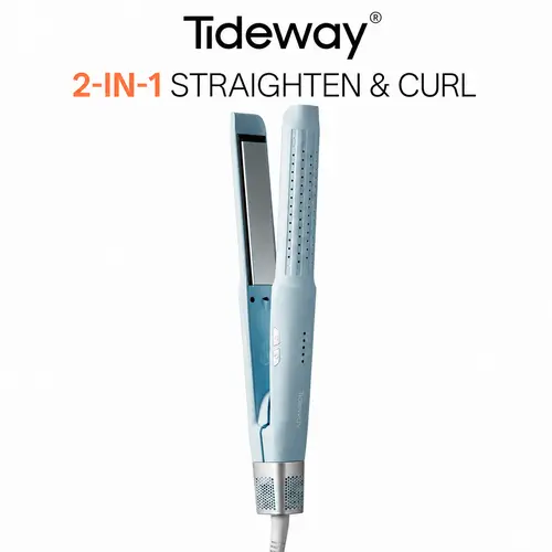 Tideway Glacier 2-in-1 Plug Powered Hair Styling Tool - Heated Curler, Ionic Technology, Extra Wide Heating Plate, 360° Cool Air Styler, 4 Heat Settings, Lightweight Travel Device for All Hair Types to Tame Frizz techvibes