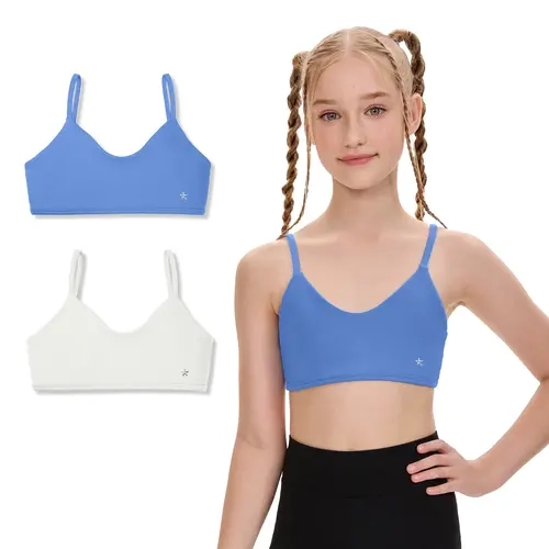 Sascina Girls' Seamless Sleeveless Comfy Sporty Workout Bra Cami - U-Back Cutout, Nylon Stretchy Fabric, Soft Double-Liner, Concealed Stitching, Irritation-Reducing, Plain, Tag-Free Care Pull-On Style, Ages 7-12, 10-11 Years [403]