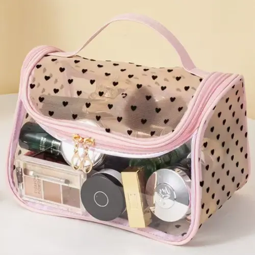 Transparent Mesh Makeup Bag — Waterproof, Large-Capacity Toiletry Bag for Business Trips & Travel Ins-Style Storage Pouch & Handbag