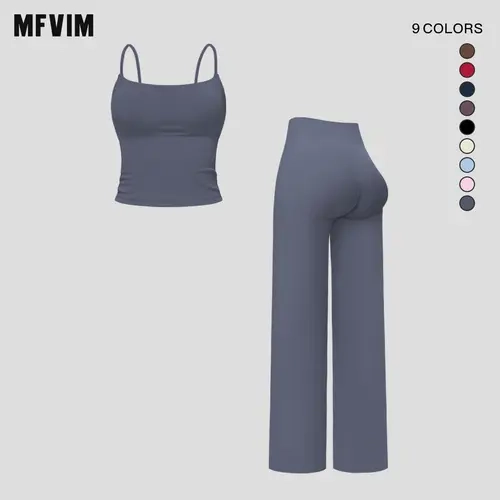 MFVIM women’s two-piece set: thin-strap sports tank top featuring a beautiful back design and high-waisted slim straight-leg pants, suitable for indoor and outdoor workouts and running training.,travel essentials,camping essentials