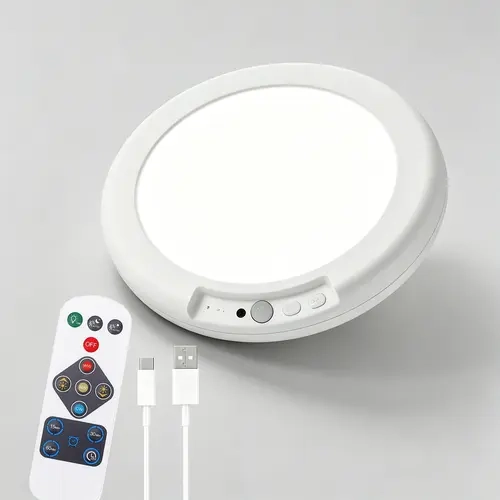 Ultra-Thin Modern Rechargeable Motion Sensor Ceiling Lamp - Magnetic Quick Mount Wireless LED Light, Automatic Closet Light with Remote Control, Adhesive Tape, Batteries, 0.5in Space Saver, 3 Sensor Modes, 10–100% Dimming, 15–40+ H Run for Hallway, Stairs