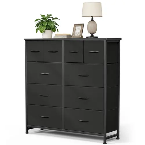 Sweetcrispy Modern Bedroom Chest of Drawers - 10-Drawer Fabric Interior Storage Furniture with Adjustable Space, Tall Cabinets for Closet