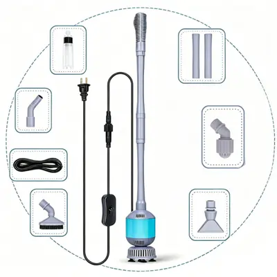 5-in-1 Electric Aquarium Gravel Cleaner – 360GPH Water Changer & Vacuum, Easy Fish Tank Cleaning Kit, Adjustable Siphon, Sand Washer (Not for Fine Sand)