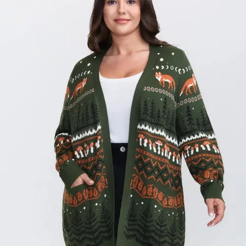 BloomChic Women's Plus Size M-6X Sizes Long Sleeve Open Front Knit Cardigan Top - Lightweight Fabric, Relaxed Fit, Pockets, for Fall Layering & Halloween Wear (SohoChic Comfy Women's Sweaters)