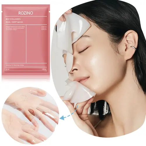 ROZINO Bio-Collagen Facial Mask, Deep Hydration & Nourishing Care, Refreshing Sheet Mask for Daily Skincare