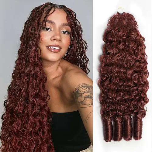 OQ HAIR Breathable Reddish Brown Burmese Curly Crochet Human Hair Seamless Blend For Daily Wear #TikTokShopFallDealsForYou