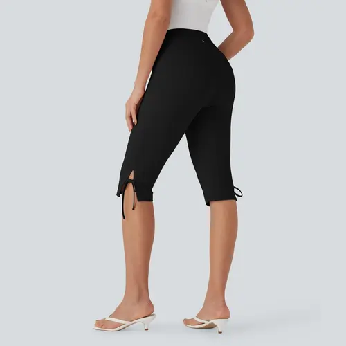 【Creator‘s Pick】Halara Mid Rise Lace Up Capri Casual Pants with Pockets