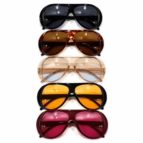 Female 5-Pair Y2K Oversized Vintage Plastic Animal Print All Over Print Sunglasses Set, Fashionable Street Style Retro Eyewear, UV400 Sun Protective Sunglasses, Summer Outdoor Sports & Outdoor Accessories for Casual Wear