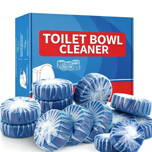 Toilet Bowl Cleaners, Automatic Toilet Tank Cleaner Tablets, Blue Toilet Bowl Cleaner Tablets for Deodorizing & Descaling, Powerful Cleaning, Slow-Release Against Tough Stains 12 Pack