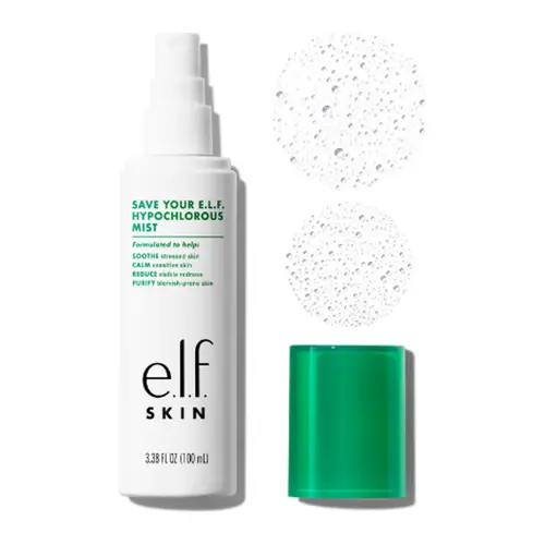e.l.f. SKIN Save Your e.l.f. Hypochlorous Acid Mist — Dermatologist-Developed Facial Spray to Soothe, Purify & Calm Visible Redness for Sensitive, Blemish-Prone & Eczema-Prone Skin | Vegan Toner Mist, 3.38 oz