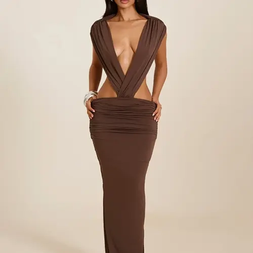 Women's V-Neck Slim-Fit Bodycon Dress, Perfect for Elegant Cocktail Party and Weddings, Formal Wear, Stylish Chic Evening Gown, Evening Event Clothing