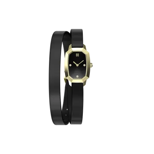 PASCAL Muse Diamond Watch Minimalist Emerald Shape Leather Watch for Women