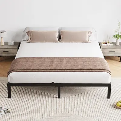 Garvee 8 Inch Queen Bed Frame, Low Profile Queen Metal Platform Bed Frame Support Mattress Foundation, Noise Free, Easy Assembly, Black