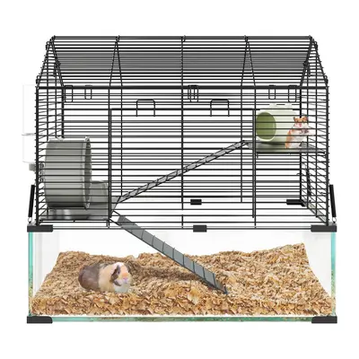 Garvee 3-Tier Large Hamster Cage with 360° Transparent Viewing, Includes Water Bottle, Hut, Running Wheel, Food Dish - Spacious Enclosure for Guinea Pigs, Gerbils, Chinchillas